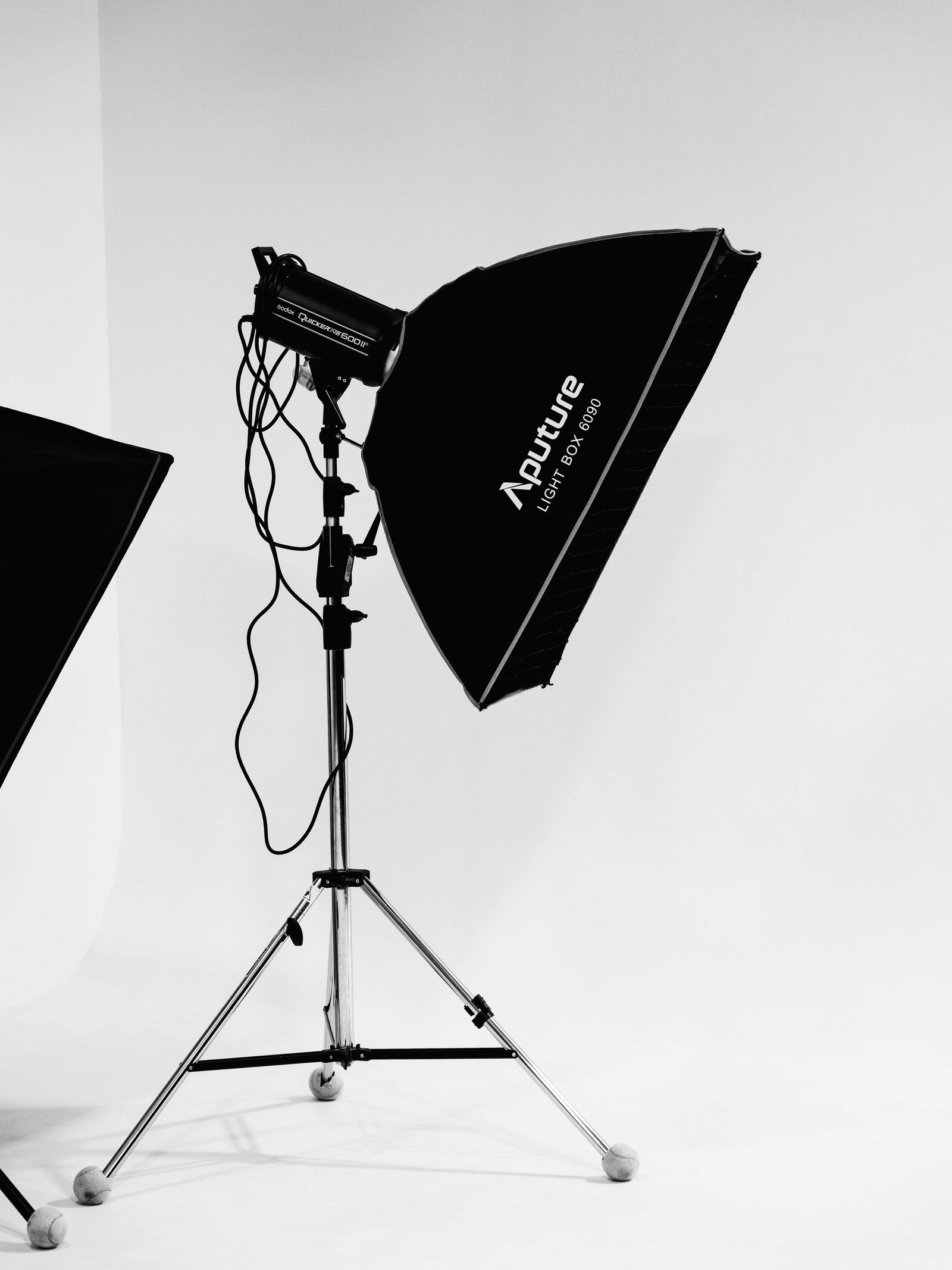A softbox studio light on a stand