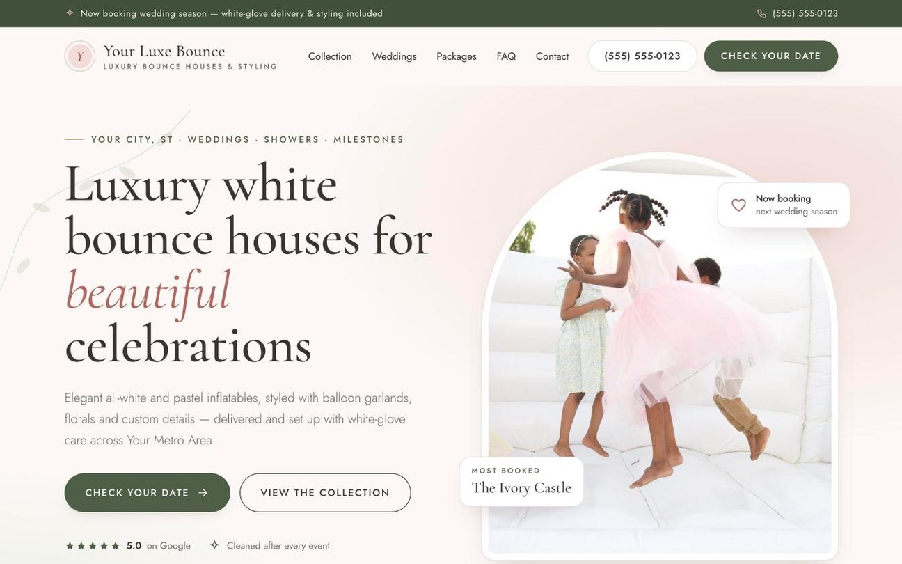 Blush & Bounce website design preview