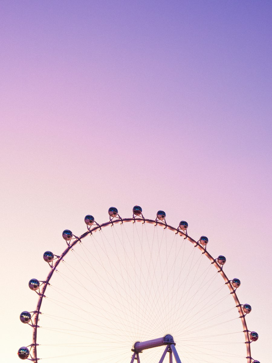 Ferris wheel against a pastel evening sky