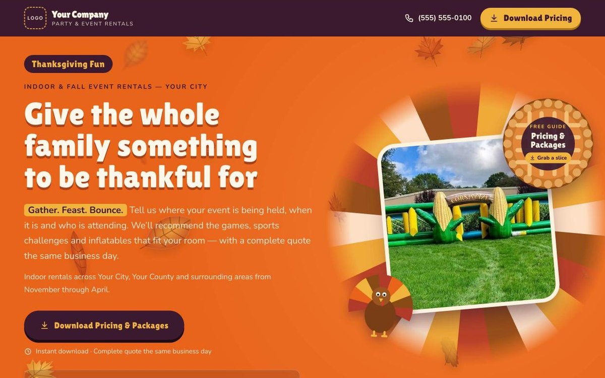 Gobble Gobble Thanksgiving landing page preview