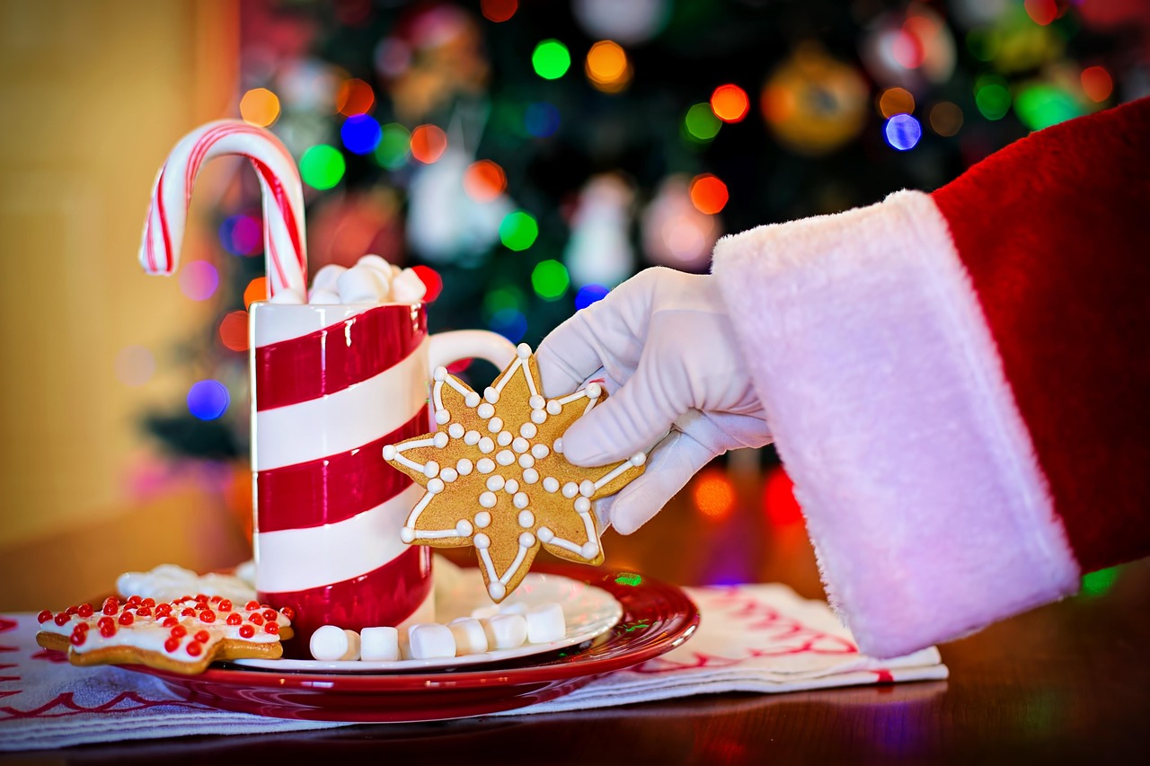 A mug of cocoa with a candy cane